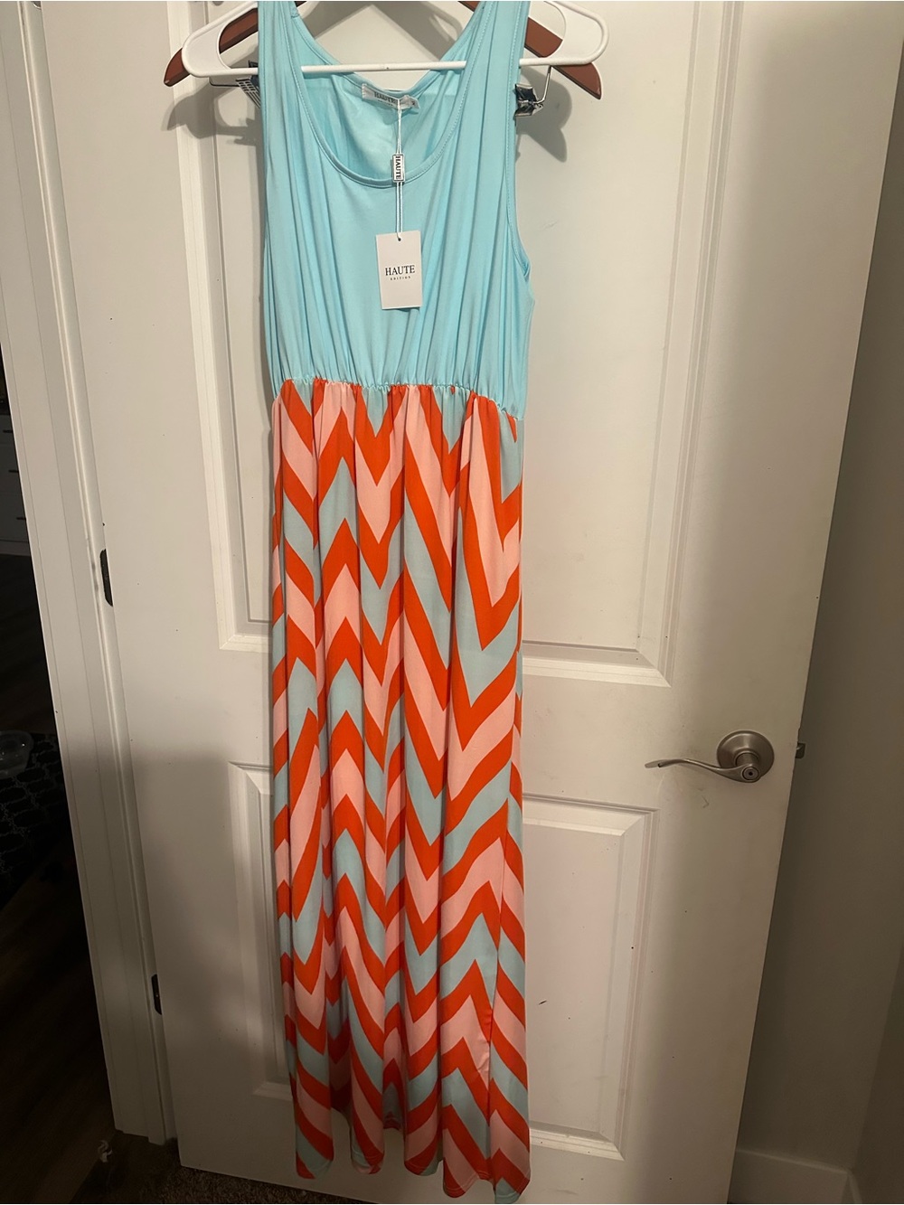 Pink and Aqua Chevron Maxi Dress